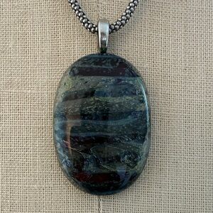 STERLING SILVER 92.5% Popcorn Chain with Resin Pendant